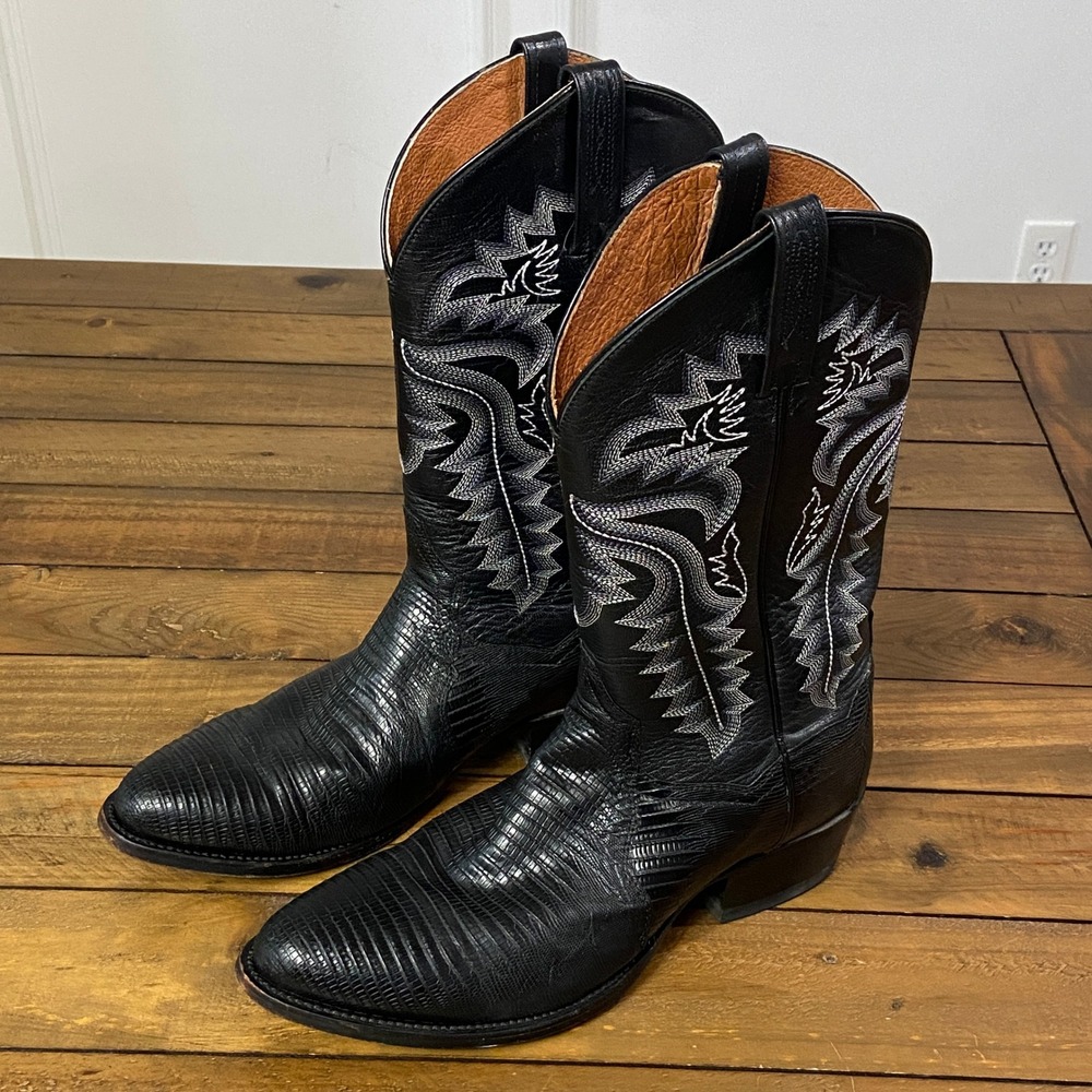 Dan Post Mens Milwaukee Black Lizard Leather Western Cowboy Boots DP3050 11 D